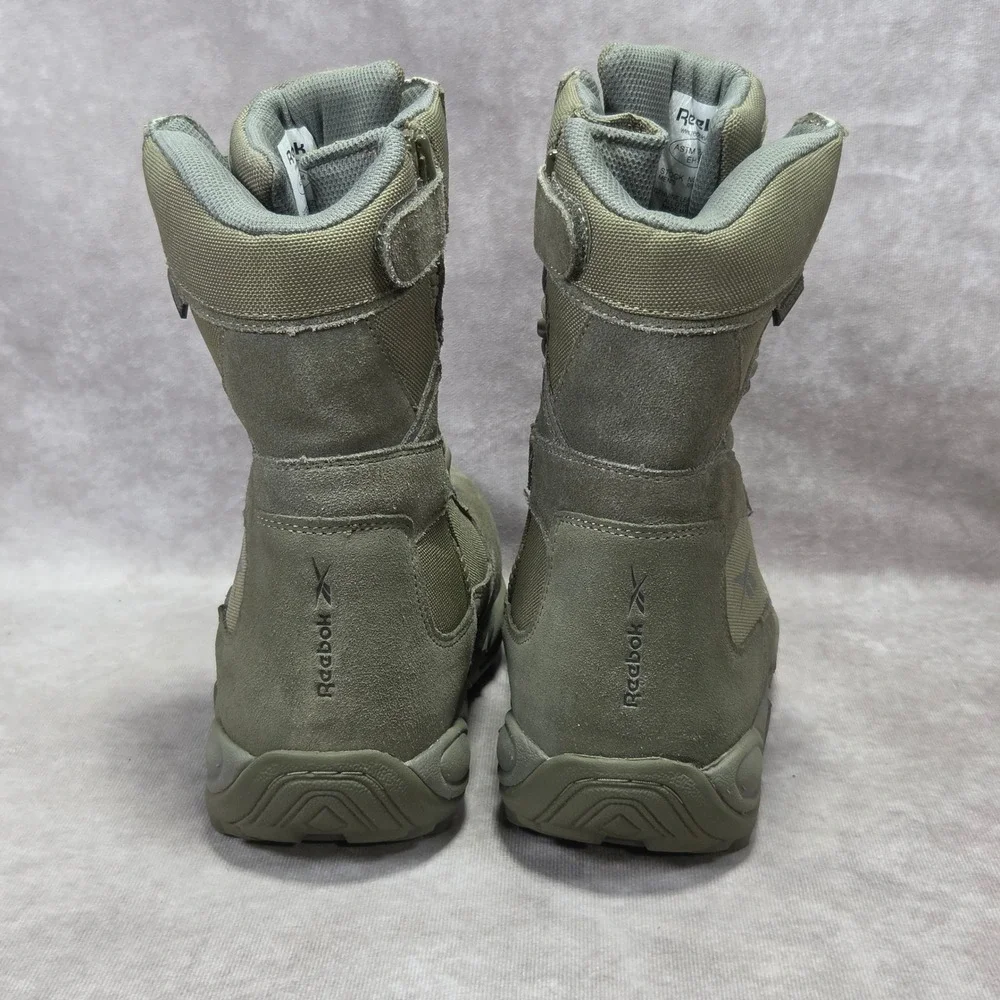 Reebok RB8995 Mens Sage Green Waterproof Tactical Duty Boots Side Zip Size 9.5